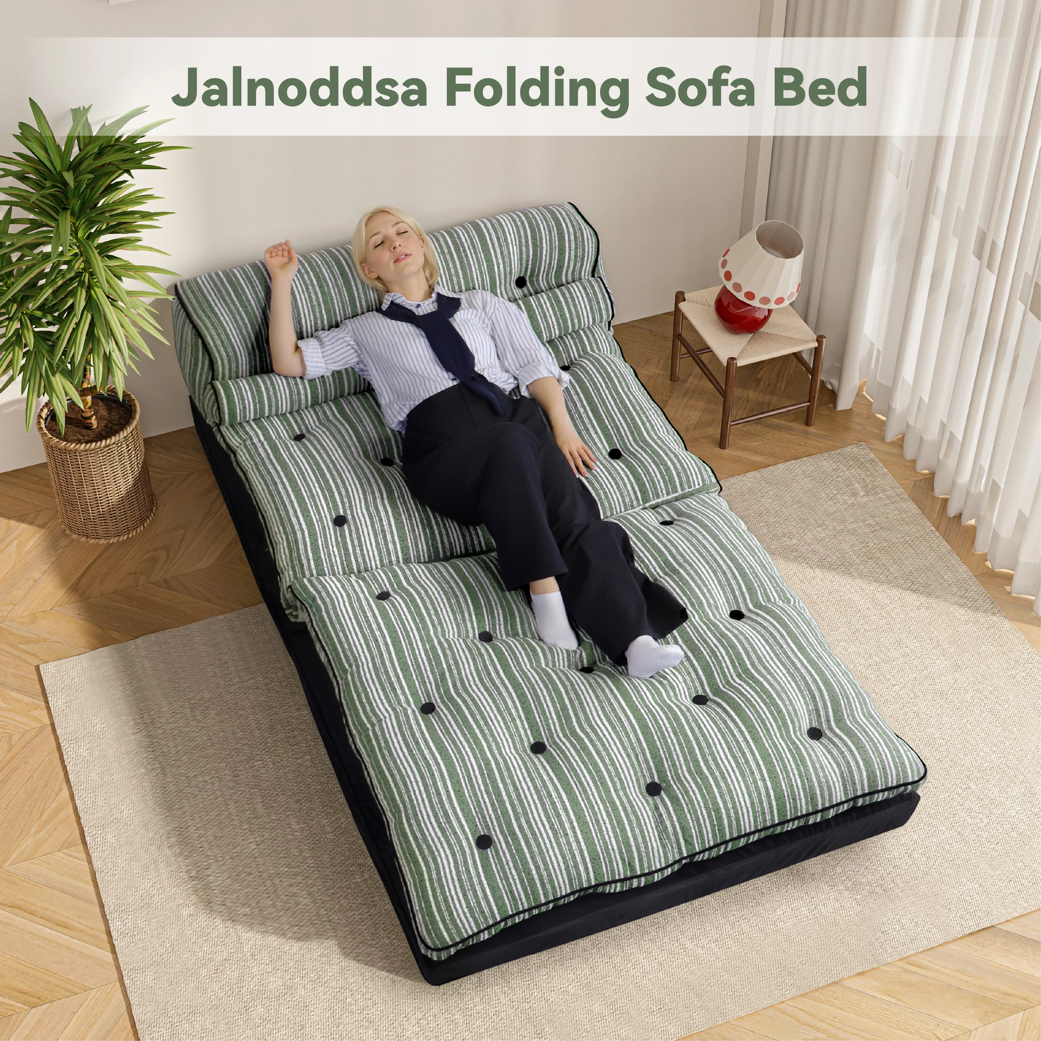 79" Convertible Chenille Floor Sofa Bed