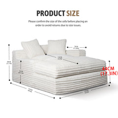 60" Oversized Plush Chaise Lounge Sofa Bed