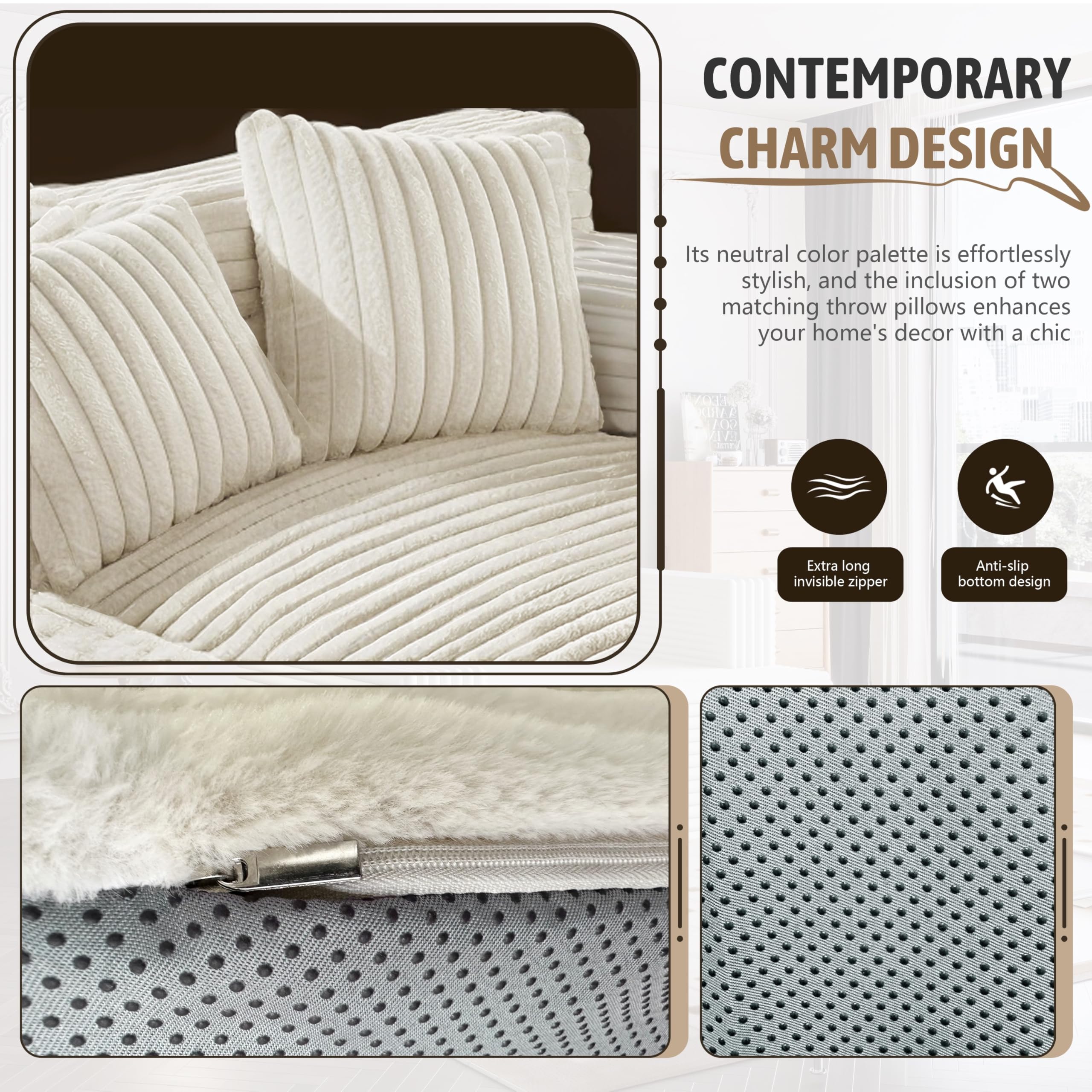 60" Oversized Plush Chaise Lounge Sofa Bed