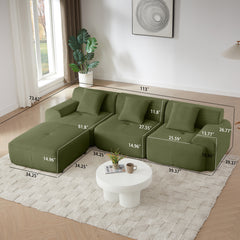 Corduroy Modular L-Shaped Sectional Sofa