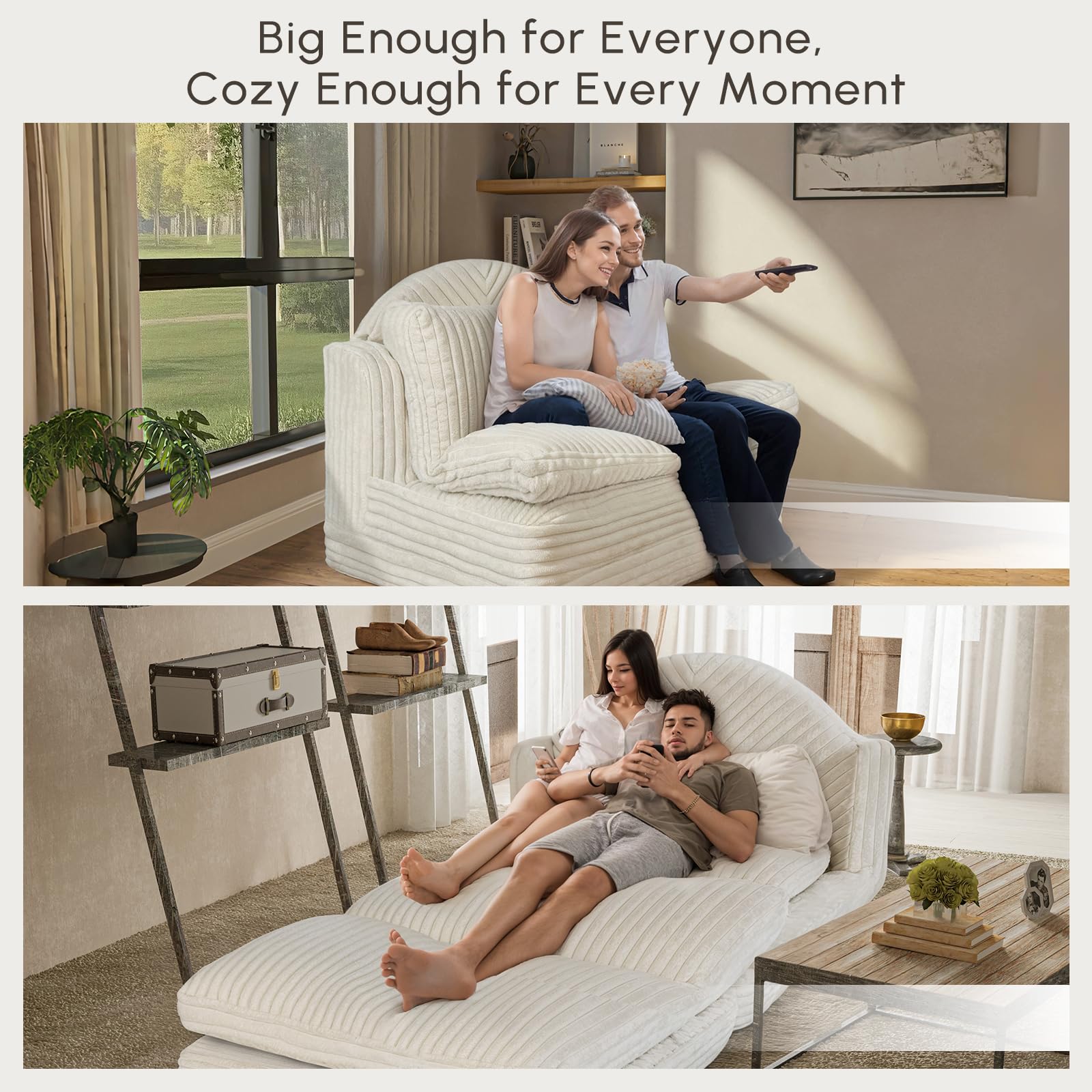 48" 3-in-1 Plush Sleeper Sofa Bed