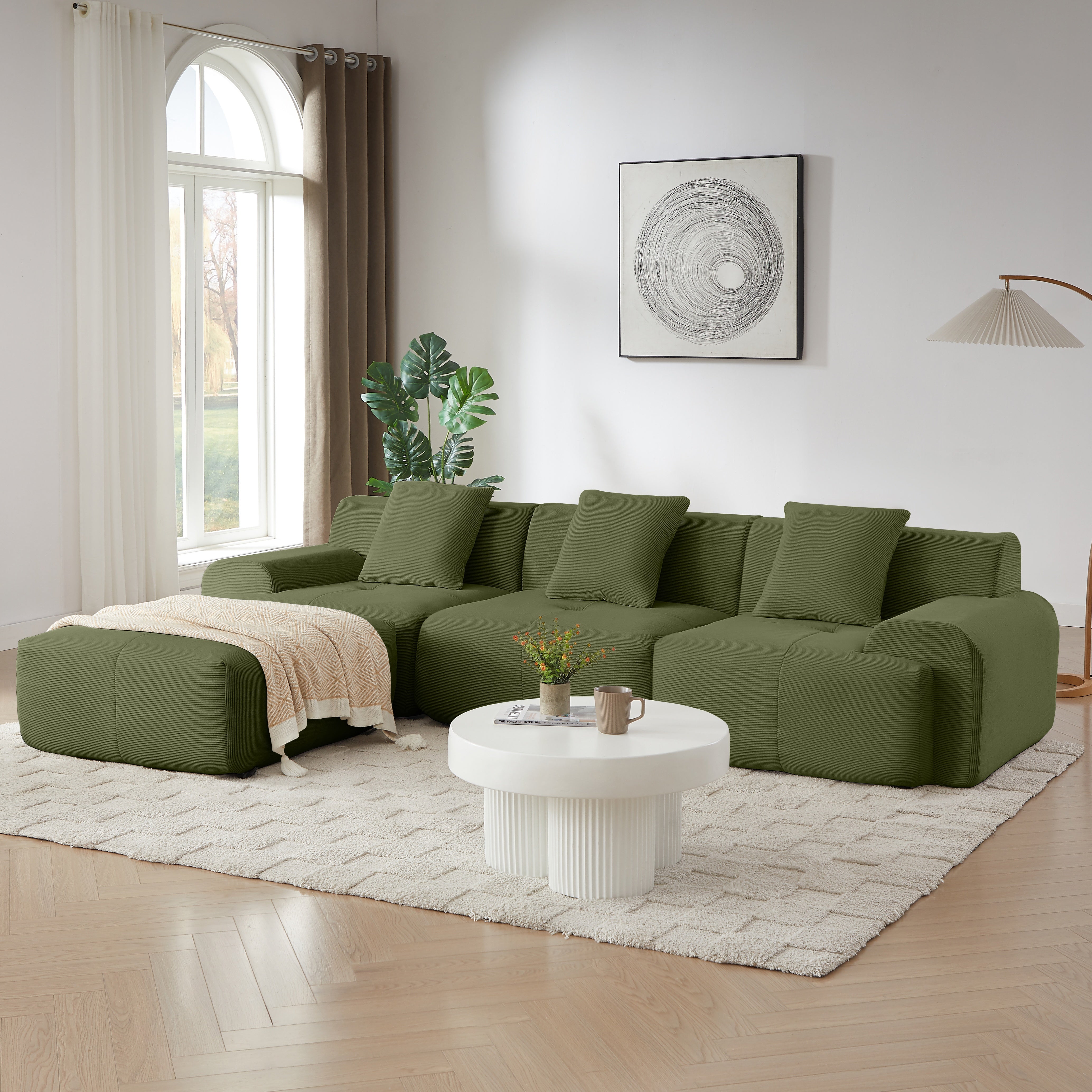 Corduroy Modular L-Shaped Sectional Sofa