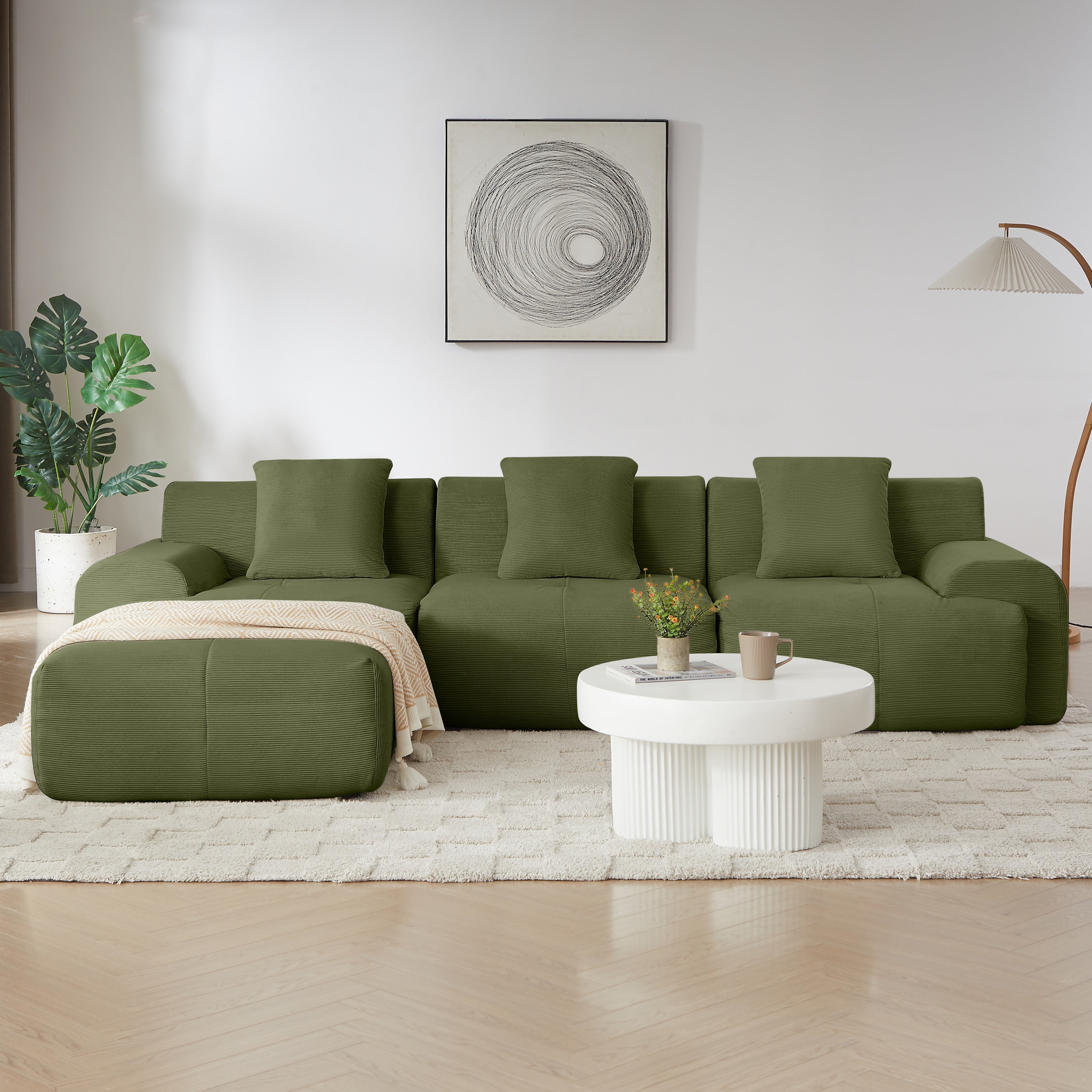 Corduroy Modular L-Shaped Sectional Sofa