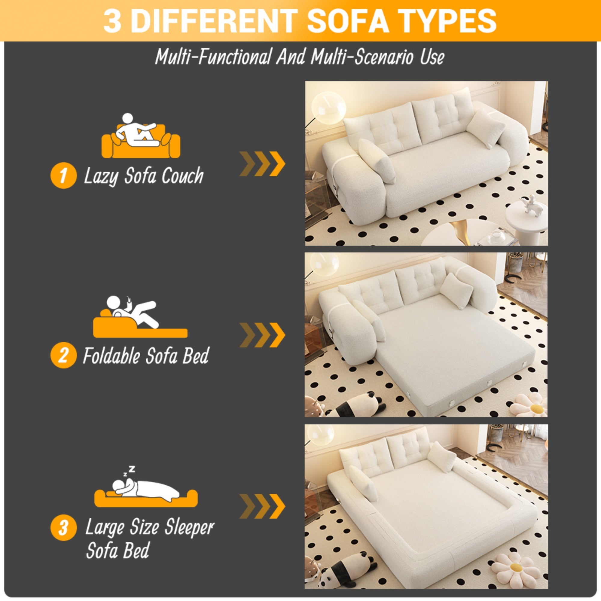 Teddy 3-in-1 Foldable Sofa Bed
