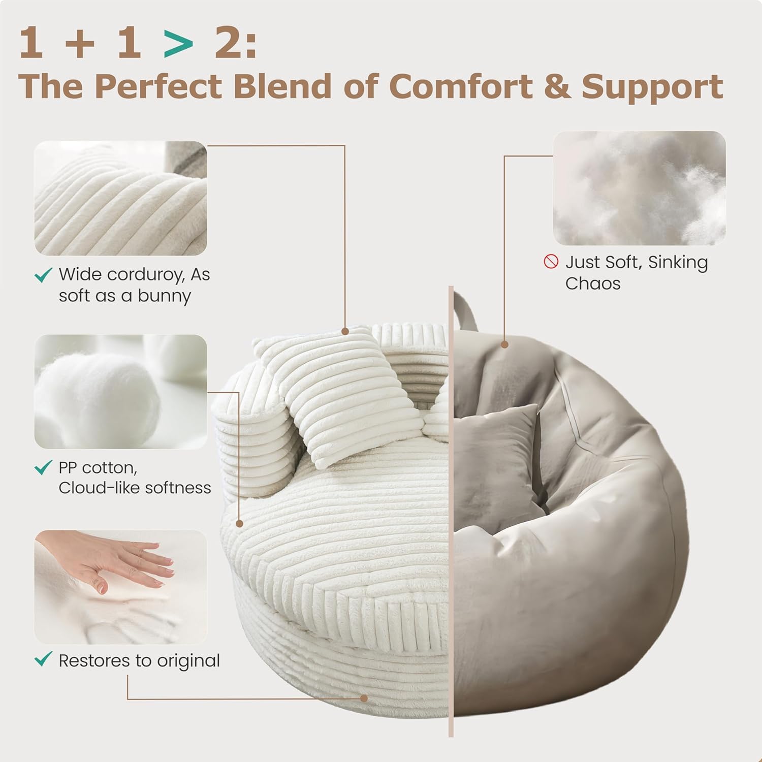 47" Round Plush Boneless Lounge Chair